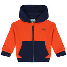 Younger Boys Orange & Navy Blue Logo Tracksuit, 1, hi-res